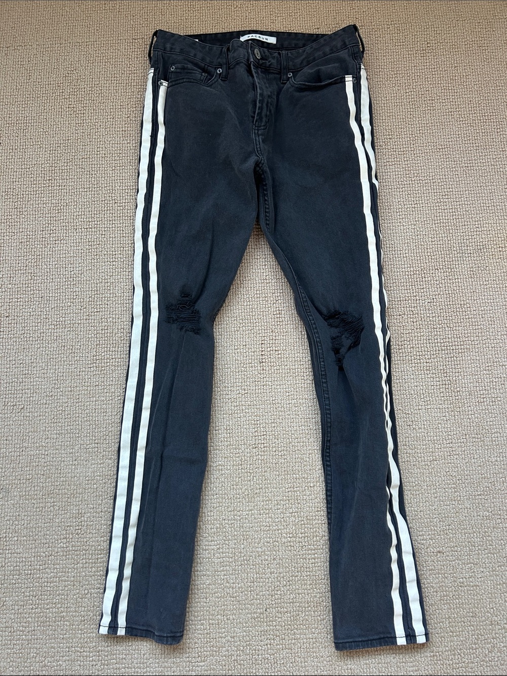 Men’s Black Jeans with White Side Stripes